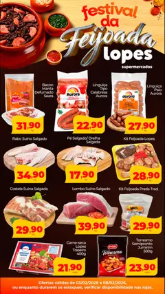 Pré-Visualização do folheto "Ofertas Feijoada" da loja Lopes Supermercados válido a partir de 03/02/2026