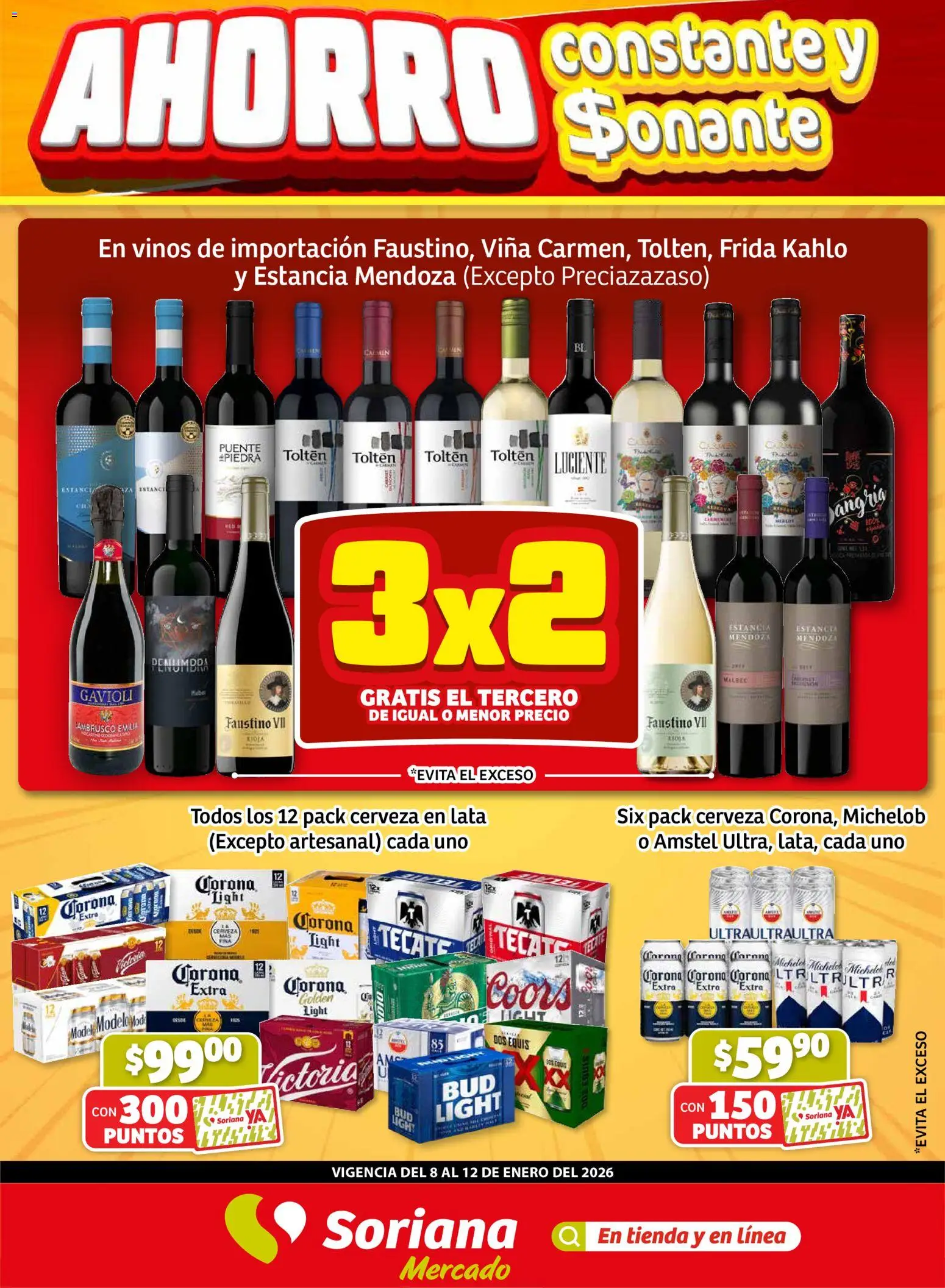 Vista previa las ofertas de la tienda Soriana - Fin de Semana Mercado: Ags, Nay, Jal, Qro, Col, Mich, Gto, Hgo, Tlax, Mor, Pue, Gro, Oax, Edo. de Mex, CDMX, Zac y SLP (1) desde el 08/01/2026 