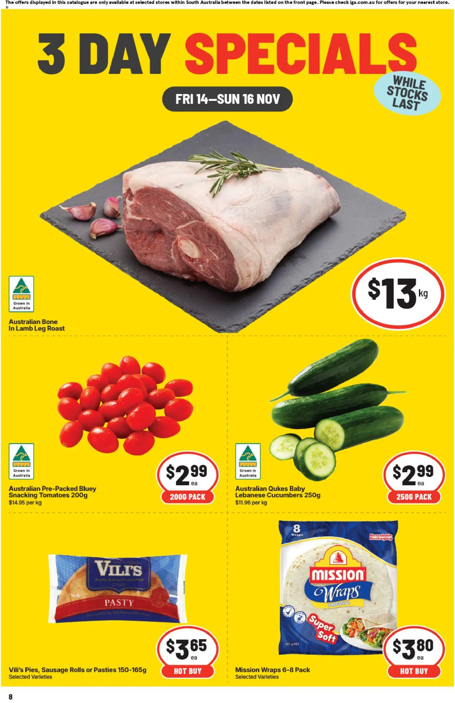 Preview of catalogue 3 Day Specials SA from shop IGA valid 14/11/2025
