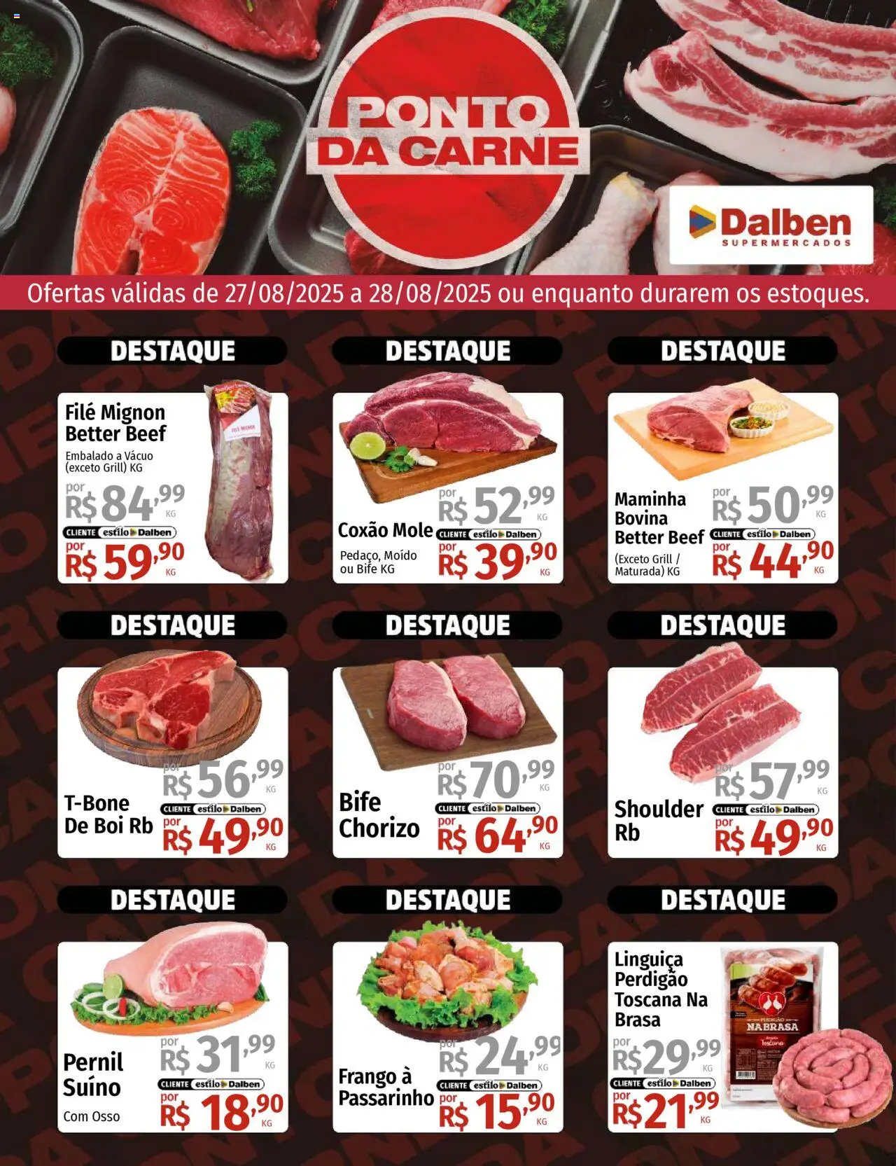 Supermercado Dalben folheto "Ofertas Ponto da Carne" válido a partir de 27/08/2025 - número de página 1