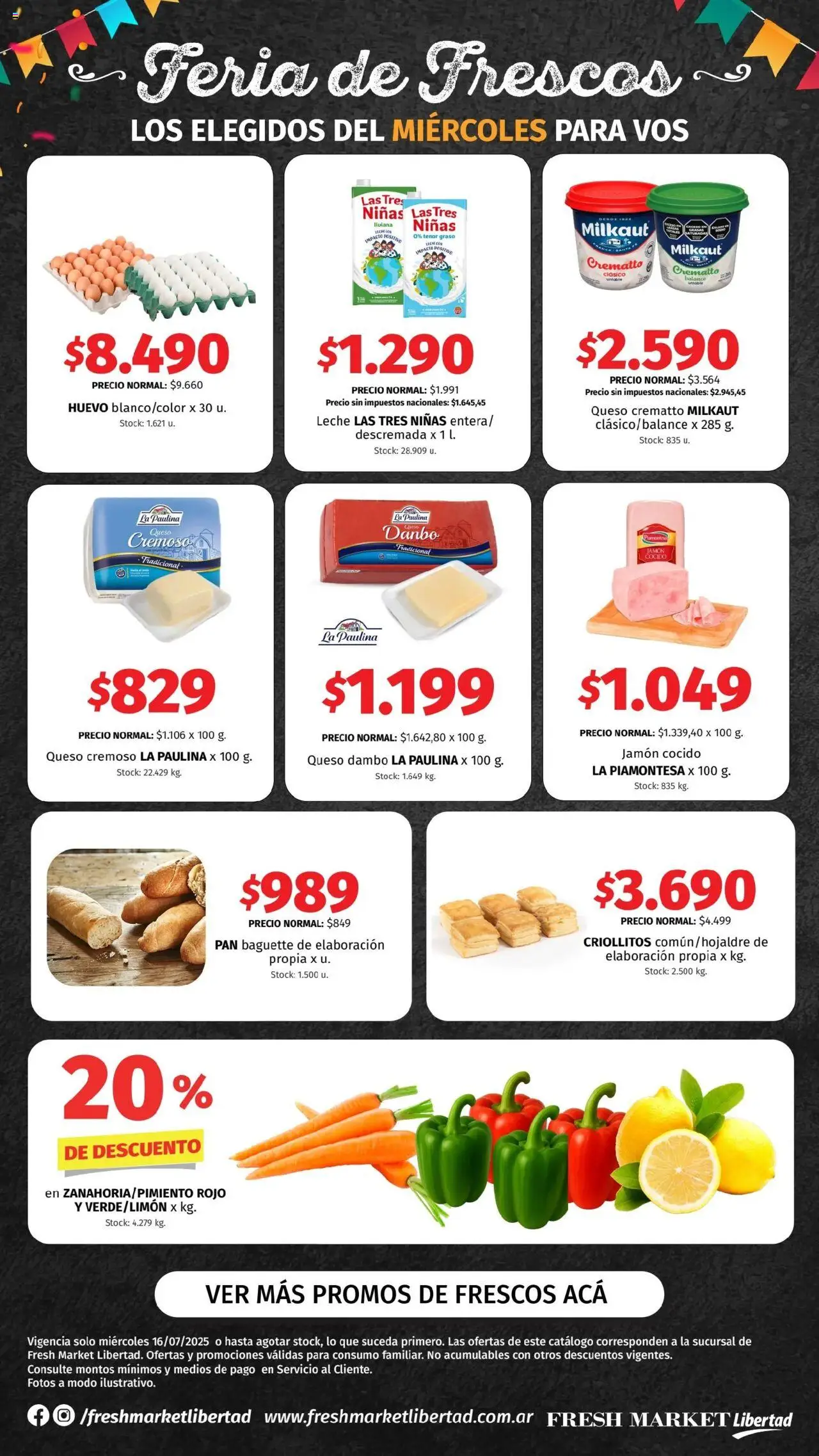 Hipermercado Libertad Feria de Frescos - DOT del 16/07/2025 Online - Baguette, Jamón cocido, Huevo, Leche, Queso, Pan, Jamón