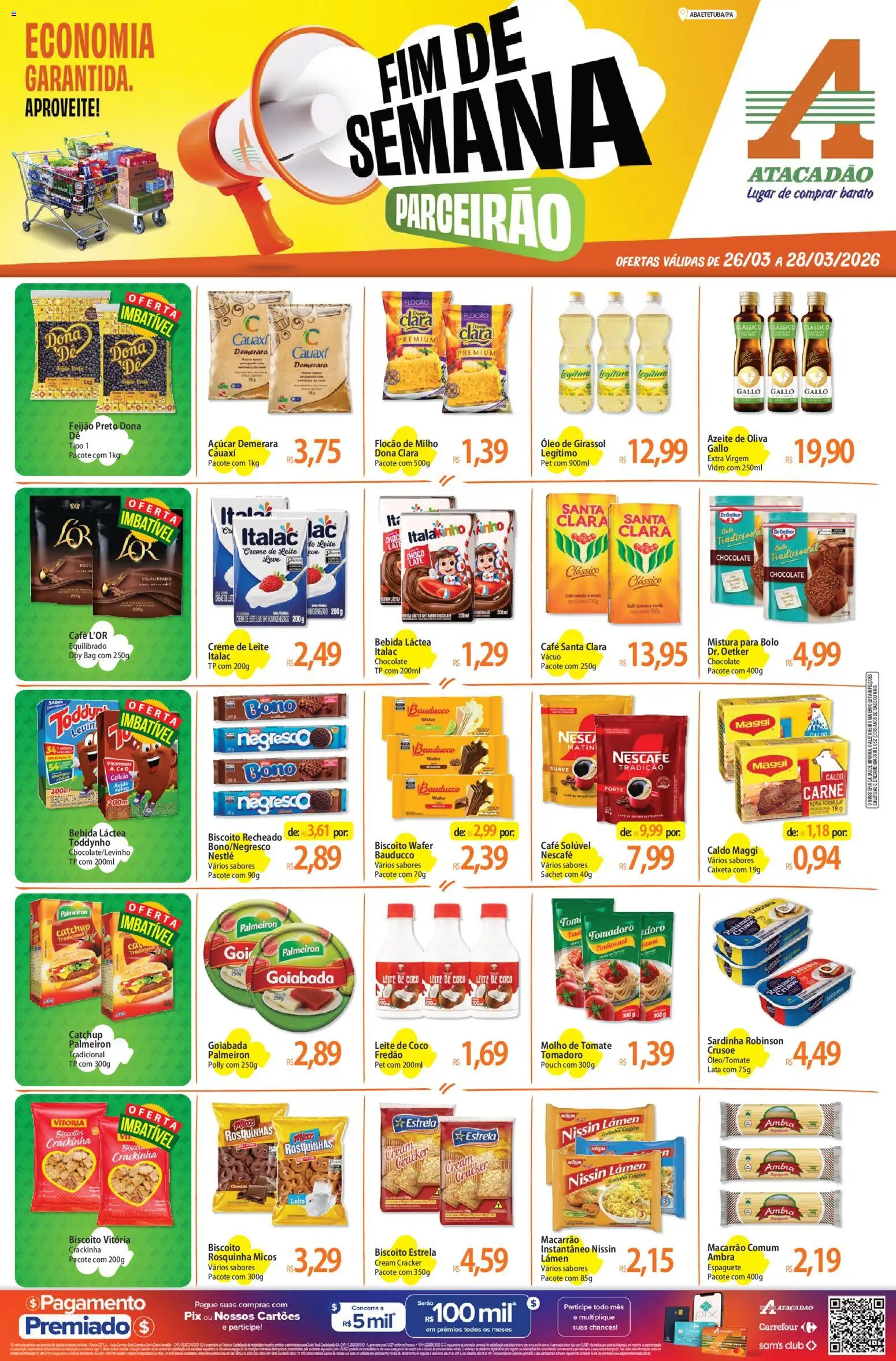 Pré-Visualização do folheto "Atacadão ofertas - PA" da loja Atacadão válido a partir de 26/03/2026 - Café, Chocolate, Óleo de girassol, Biscoito, Carne, Açúcar, Rosquinha, Café solúvel