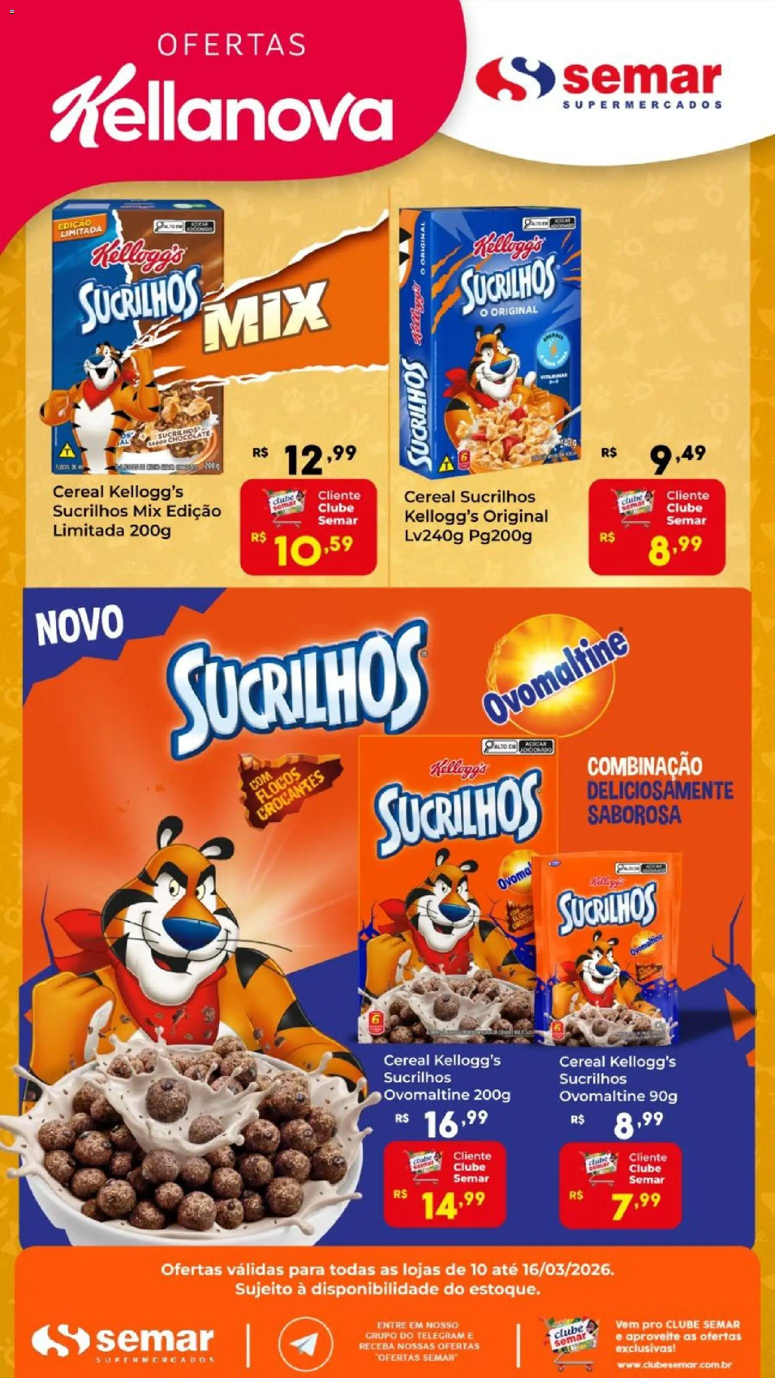 Pré-Visualização do folheto "Semar Supermercado ofertas Sucrilhos " da loja Semar Supermercado válido a partir de 10/03/2026 - Sucrilhos, Flocos