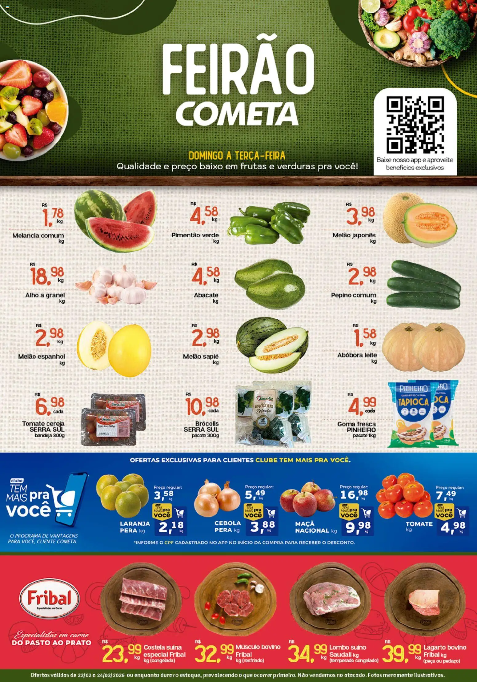 Pré-Visualização do folheto "Ofertas Feirão" da loja Cometa Supermercados válido a partir de 22/02/2026