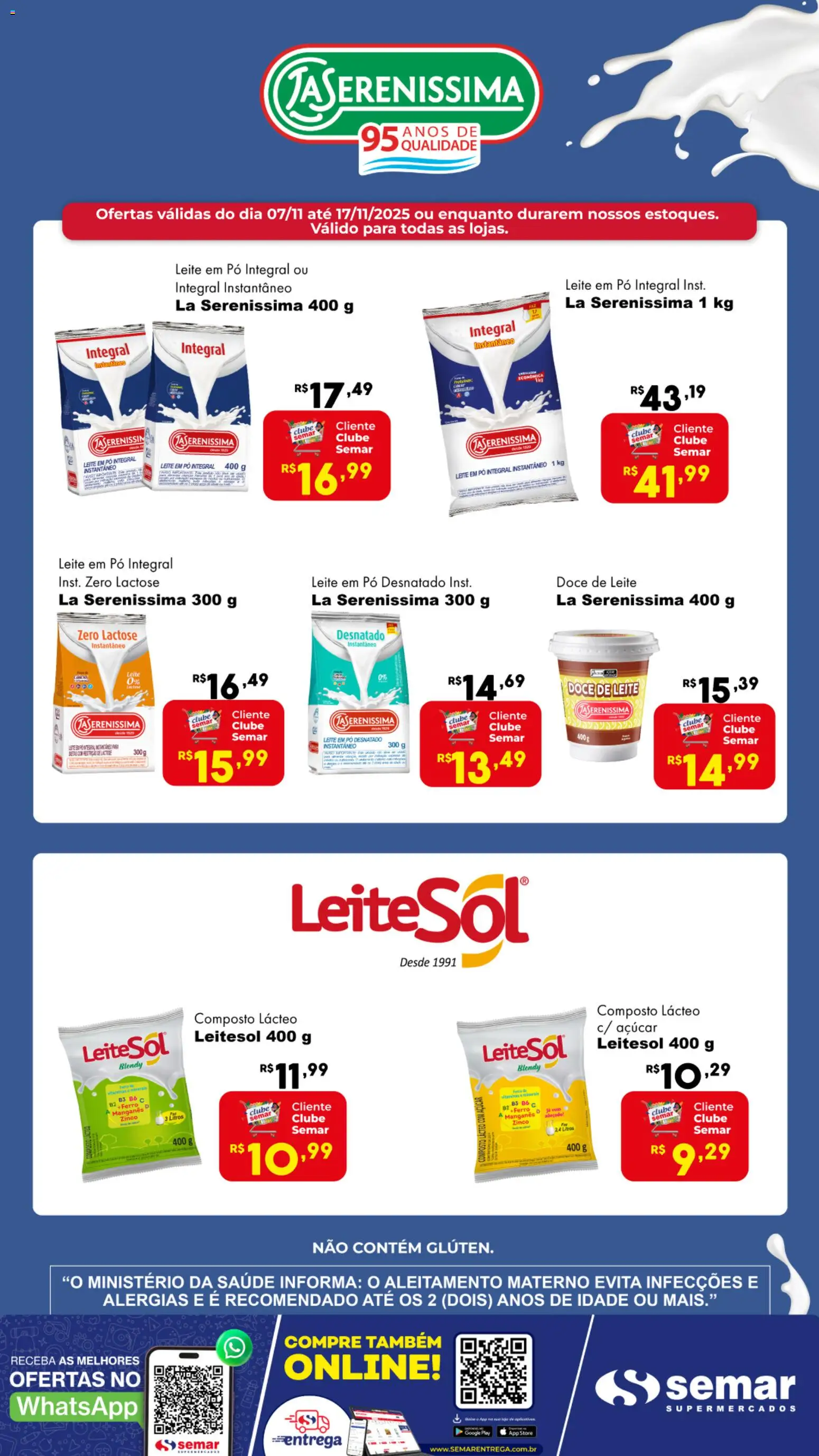 Pré-Visualização do folheto "Ofertas La Serenissima" da loja Semar Supermercado válido a partir de 07/11/2025