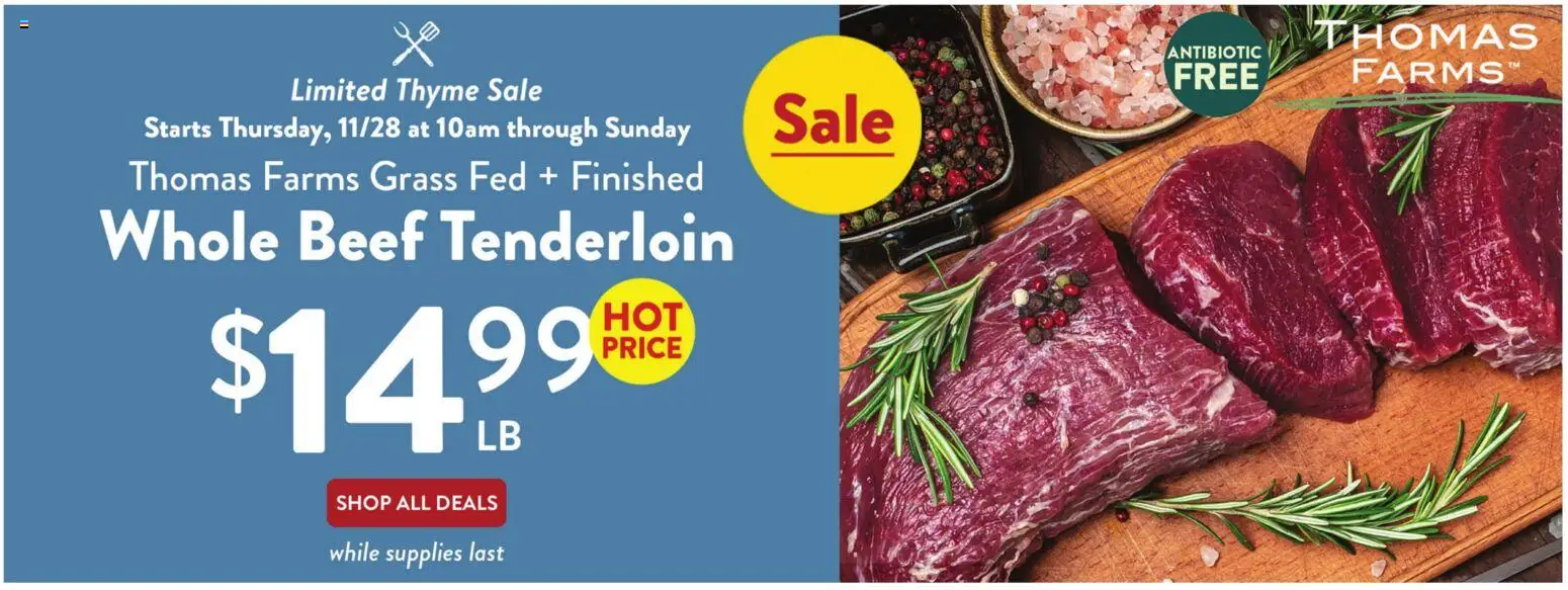 Ad Preview of Fresh Thyme Weekly Ad from 11/26/2025 - Beef, Beef tenderloin