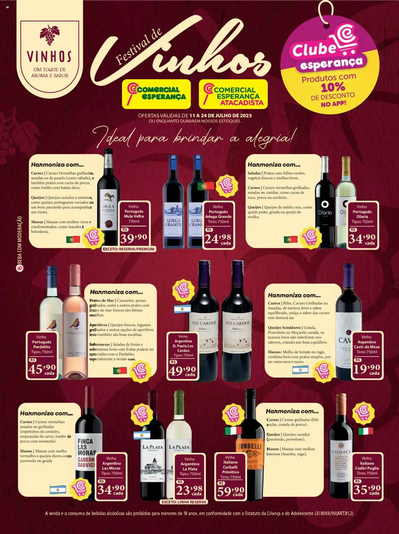Comercial Esperança folheto "Ofertas Vinhos" válido a partir de 11/07/2025 - número de página 1