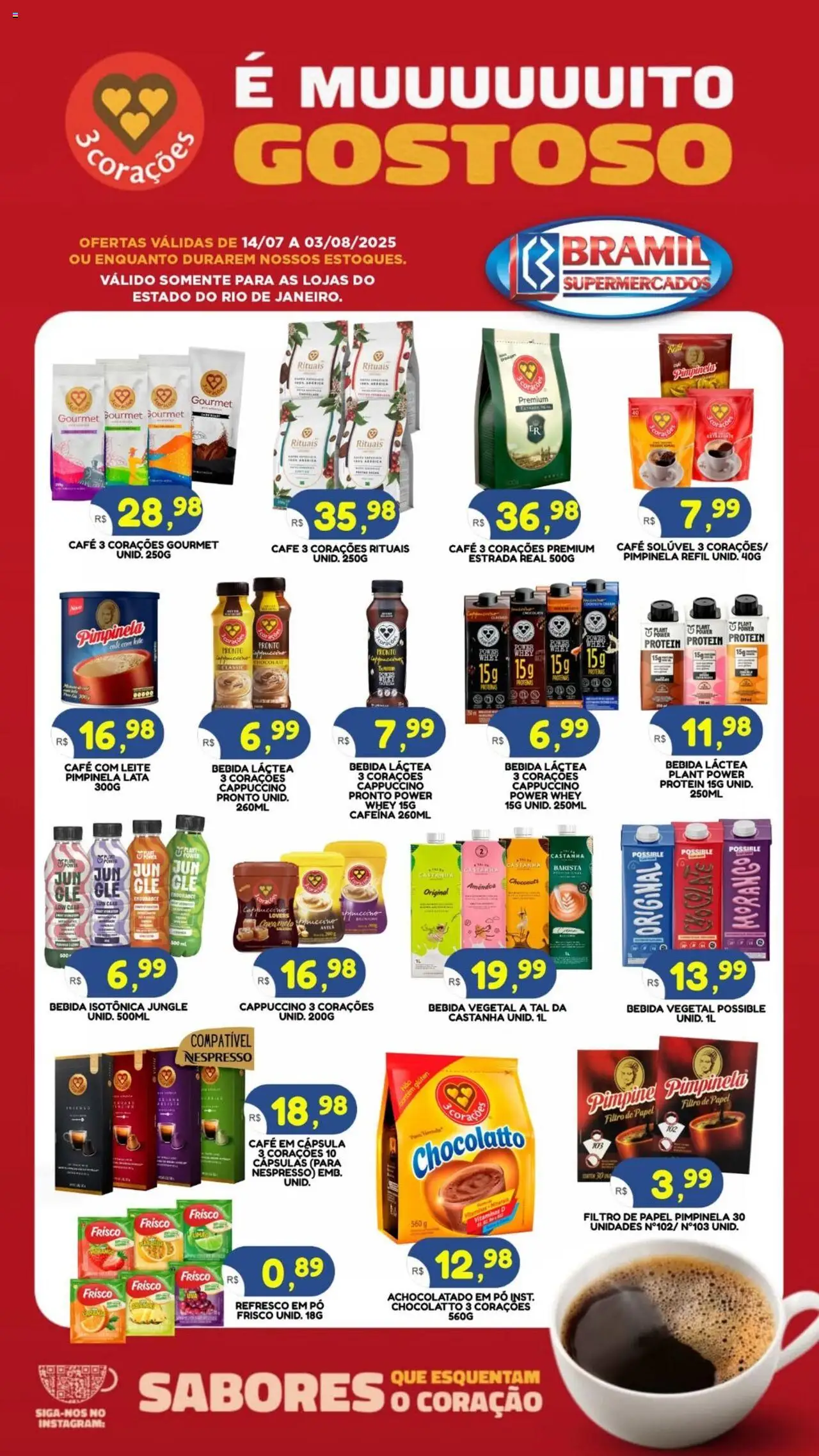 Bramil Supermercados folheto "Ofertas 3 Corações" válido a partir de 14/07/2025 - número de página 1