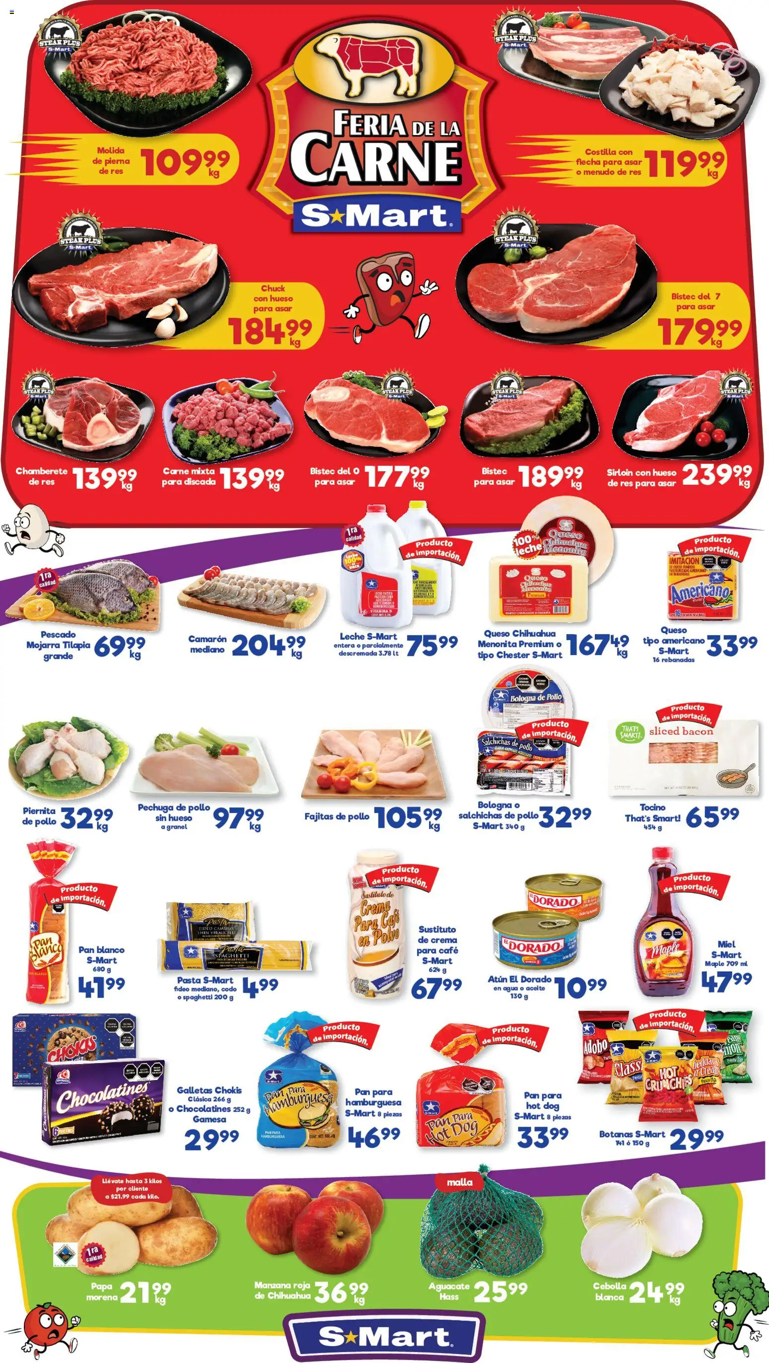 Vista previa las ofertas de la tienda S-Mart - Folleto Nuevo Laredo desde el 23/01/2026 - Agua, Snacks, Atún, Bistec, Miel, Tilapia, Steak, Salchichas