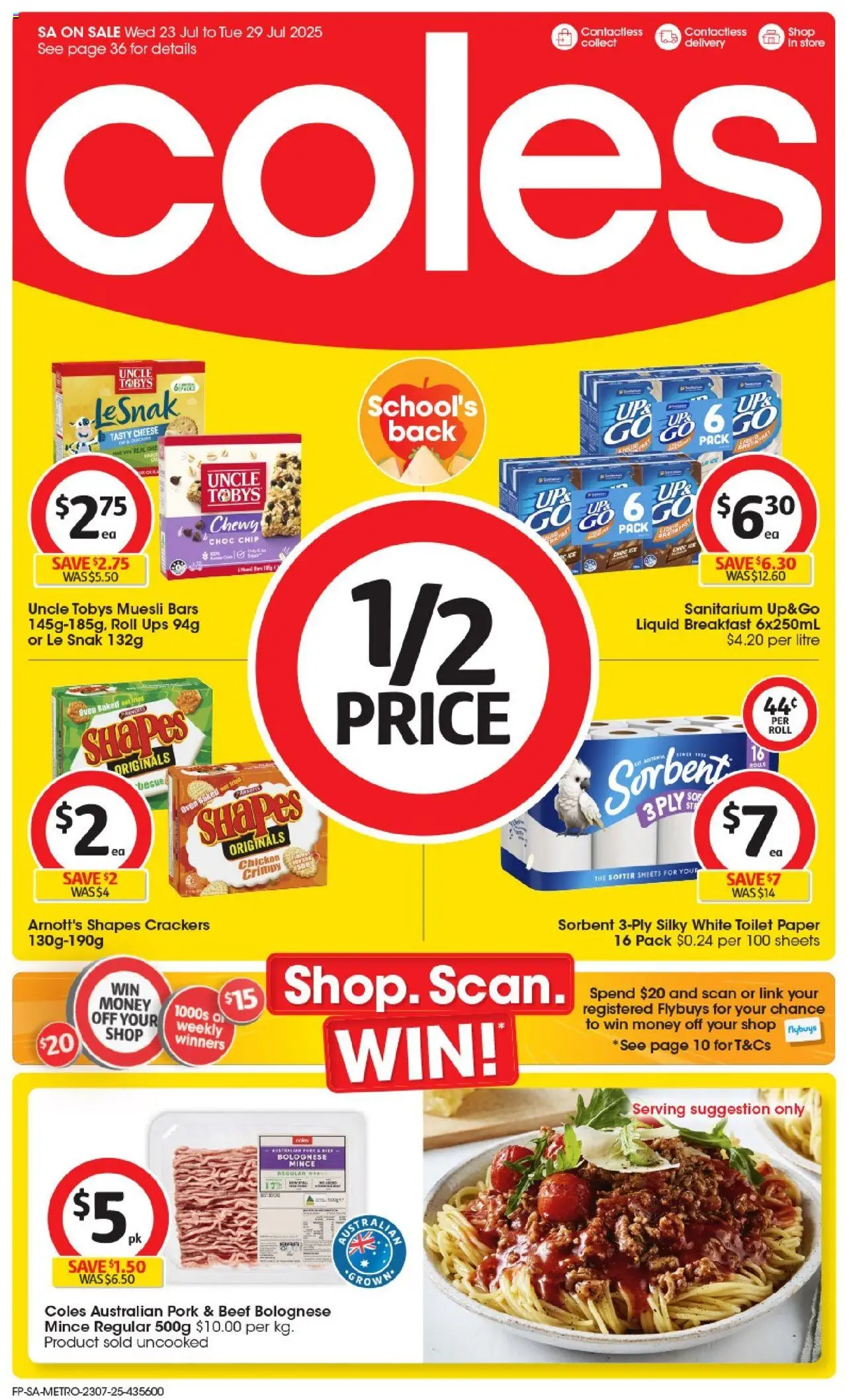Coles catalogue valid from 23/07/2025 - page 1 - Toilet, Cheese, Chicken, Pork, Beef, Toilet paper, Muesli, UPS
