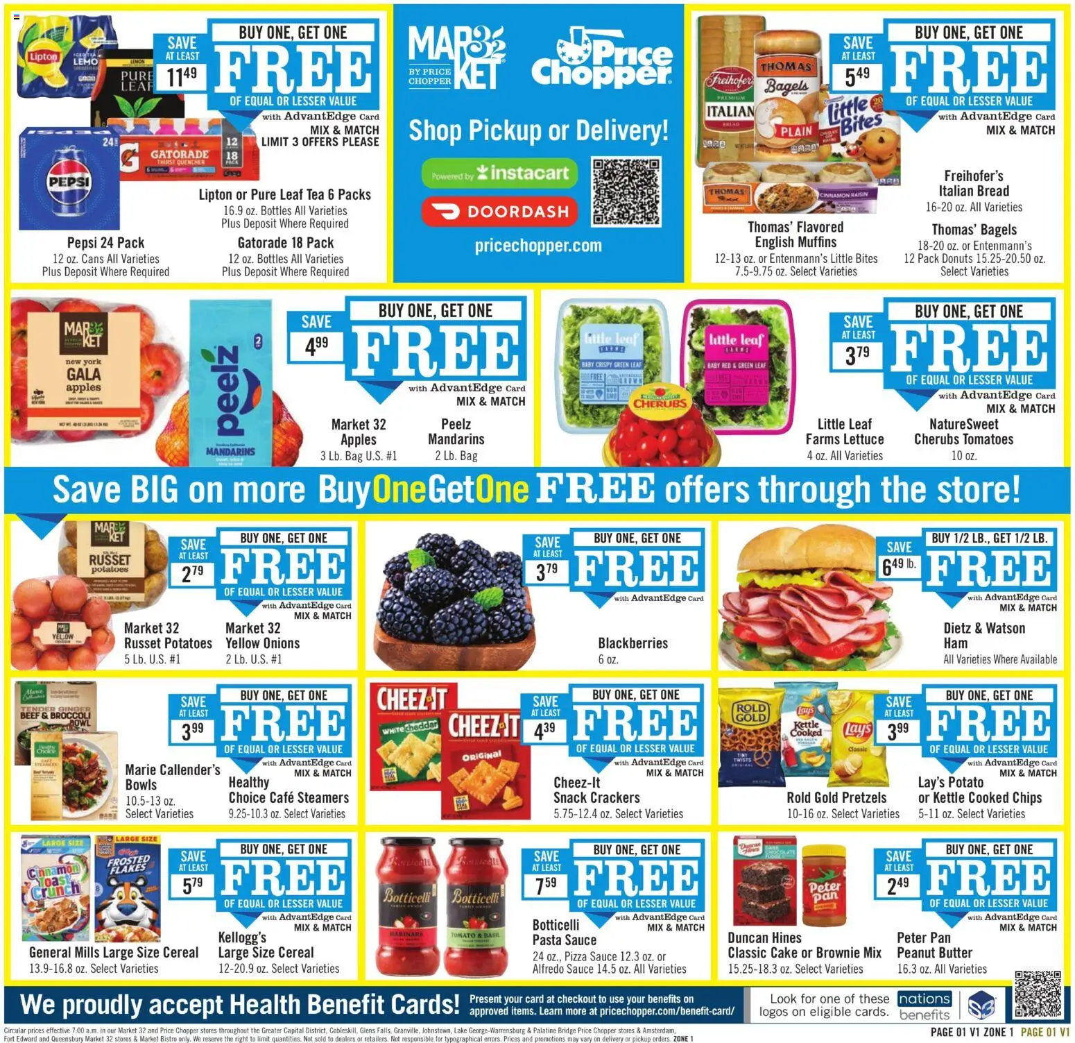 Ad Preview of Price Chopper Weekly Ad from 03/01/2026 - Pasta, Potatoes, Ginger, Butter, Lettuce, Bag, Muffins, Flakes
