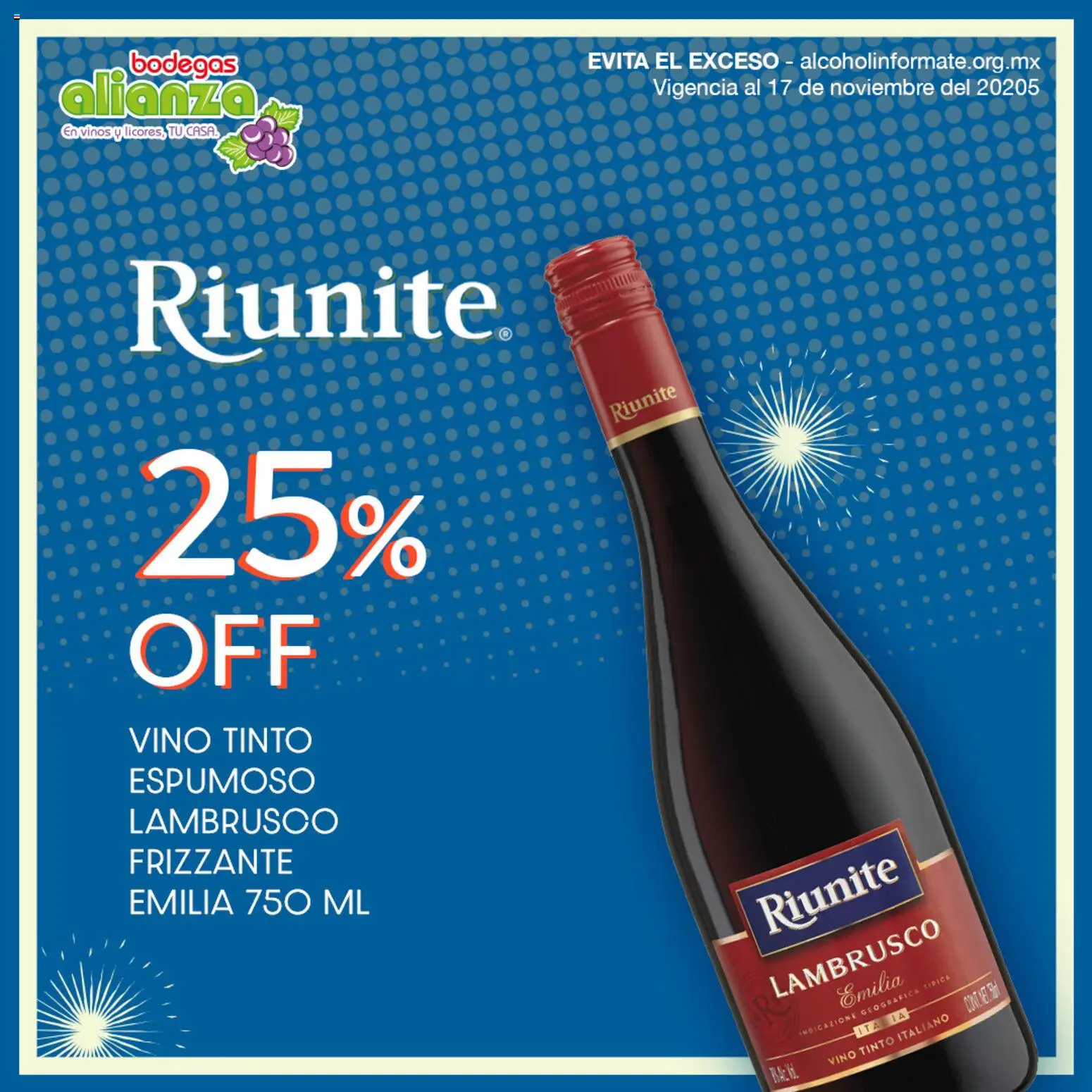 Vista previa las ofertas de la tienda Bodegas Alianza - Catálogo Vino Riunite Lambrusco Frizzante Emilia desde el 06/11/2025 - Vino tinto, Vino, Lambrusco