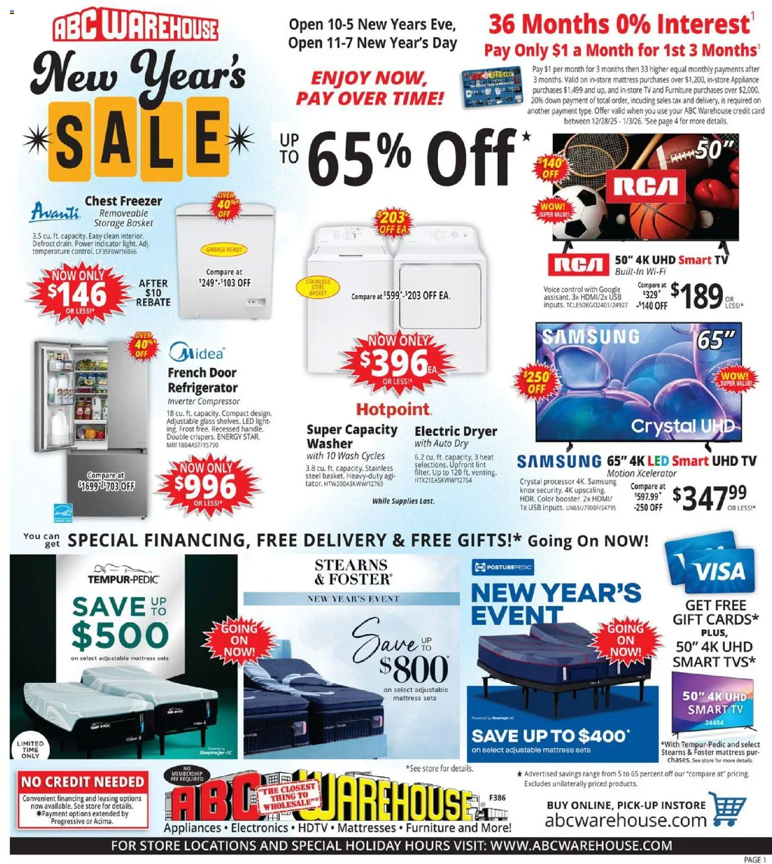 Ad Preview of ABC Warehouse Weekly Ad from 12/28/2025
