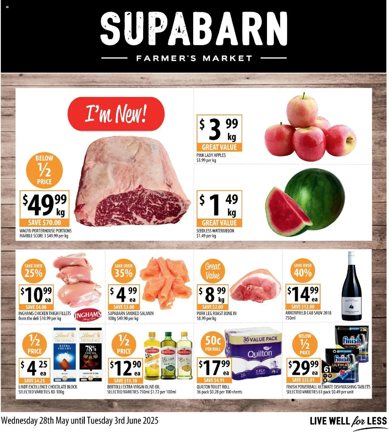 Supabarn catalogue valid from 28/05/2025 - page 1 - Toilet, Chocolate, Chicken, Salmon, Watermelon, Extra virgin olive oil, Roast, Smoked salmon