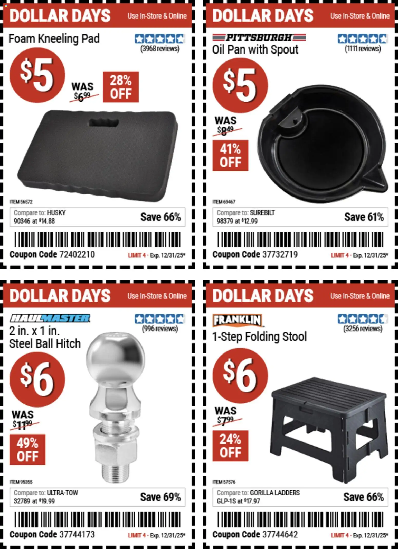 Ad Preview of Harbor Freight Dollar Days from 12/18/2025