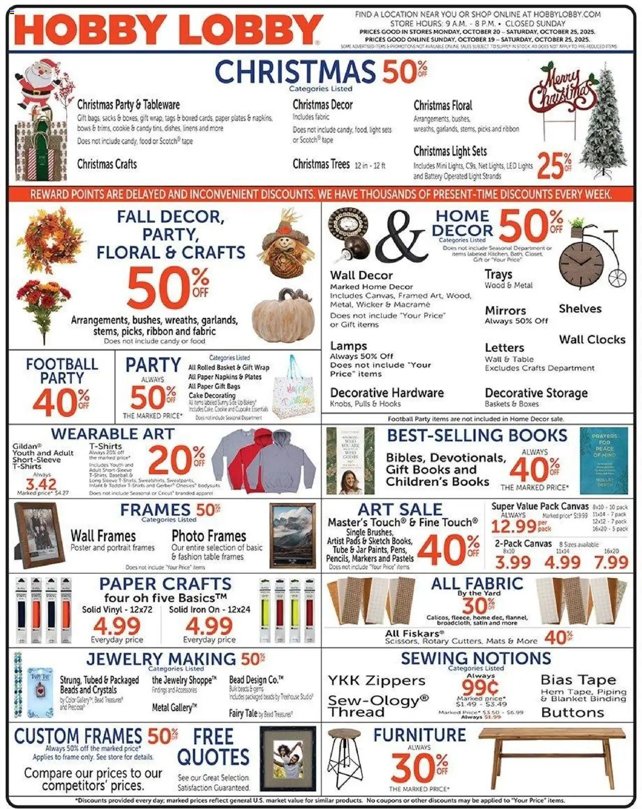 Hobby Lobby Weekly ad from 10/19/2025 - Sales ad this week - Page number 1
