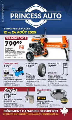 Un aperçu du dépliant 2 Semaines de Soldes ! du magasin Princess Auto est valide à partir 12 août 2025