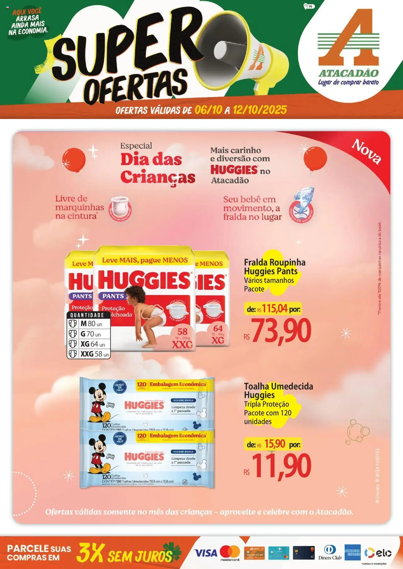 Pré-Visualização do folheto "Ofertas - PE" da loja Atacadão válido a partir de 06/10/2025 - Toalha umedecida