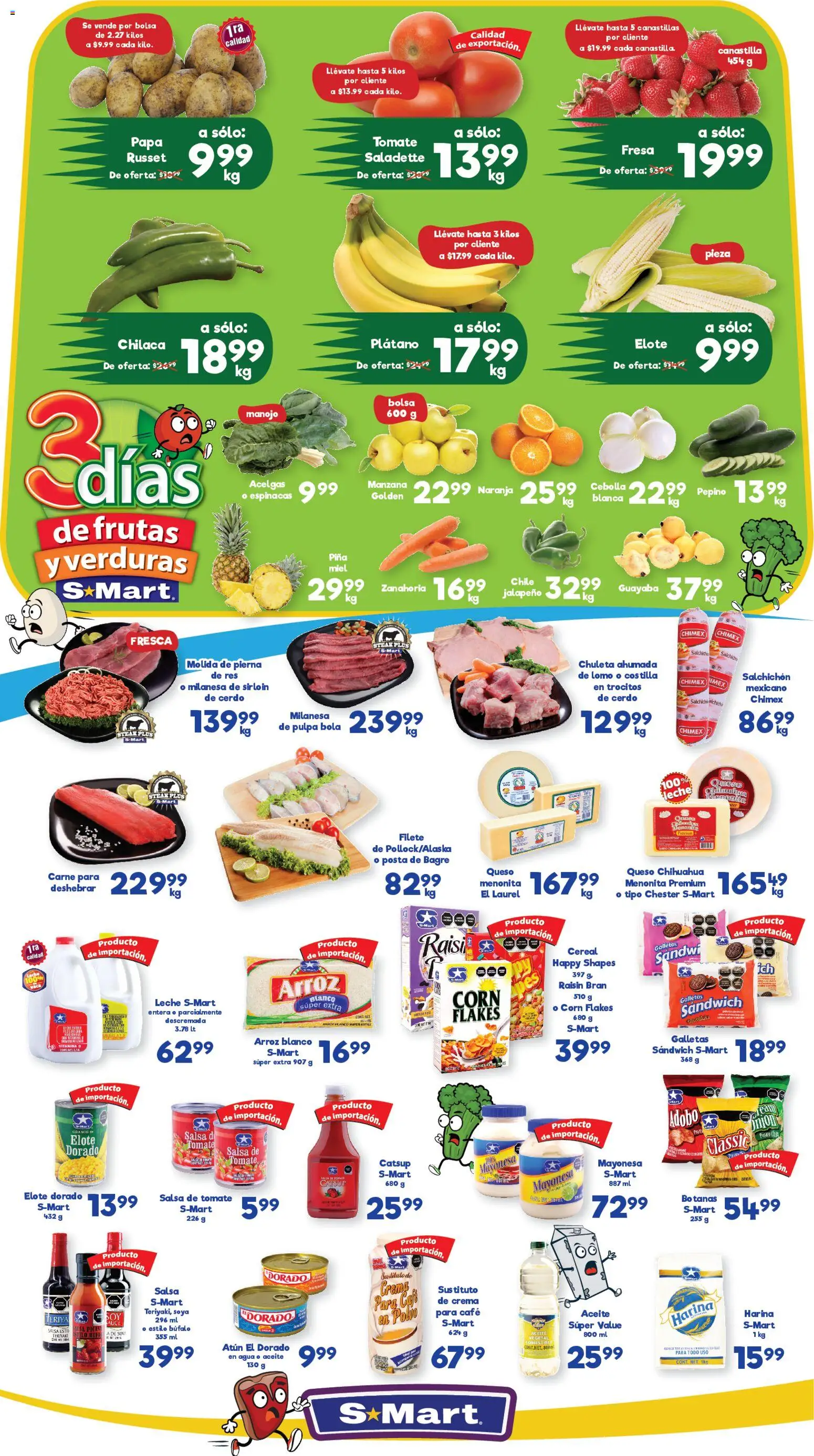 Vista previa las ofertas de la tienda S-Mart - Folleto desde el 13/01/2026 - Papa, Tomate, Aceite, Pepino, Res, Salsa de tomate, Steak, Filete