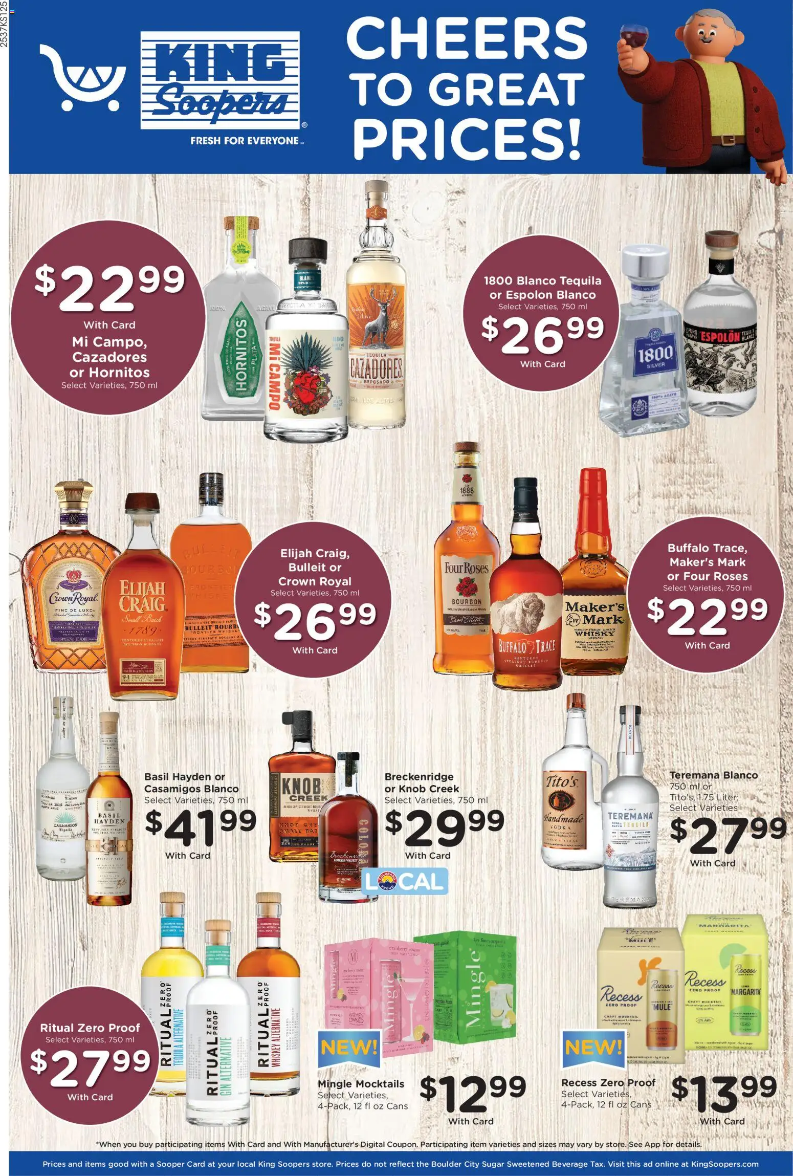 Ad Preview of King Soopers Adult Beverage from 10/29/2025 - Tequila, Bourbon, Vodka, Whiskey, Sugar, Gin