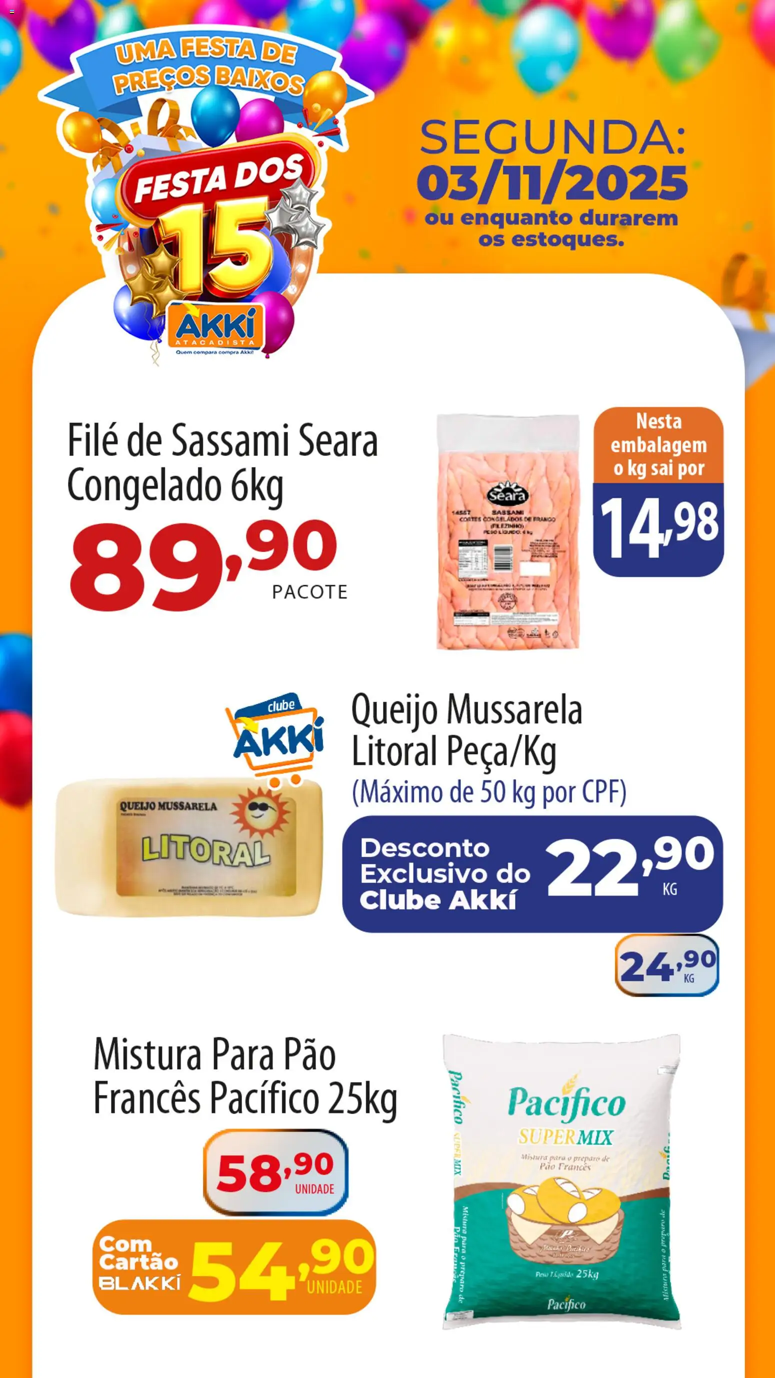 Pré-Visualização do folheto "Ofertas do Dia" da loja Akki Atacadista válido a partir de 03/11/2025