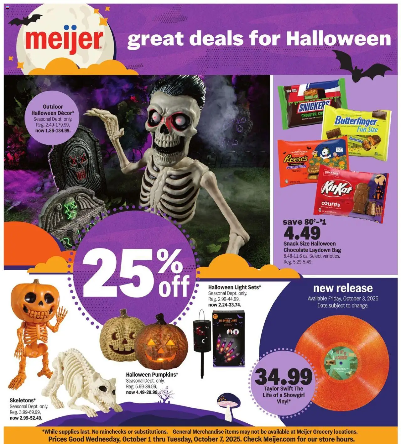MEIJER AD from 10/01/2025 - Great deal for Halloween - PREVIEW - Page number 1 - Chocolate, Date, Bag, Snickers