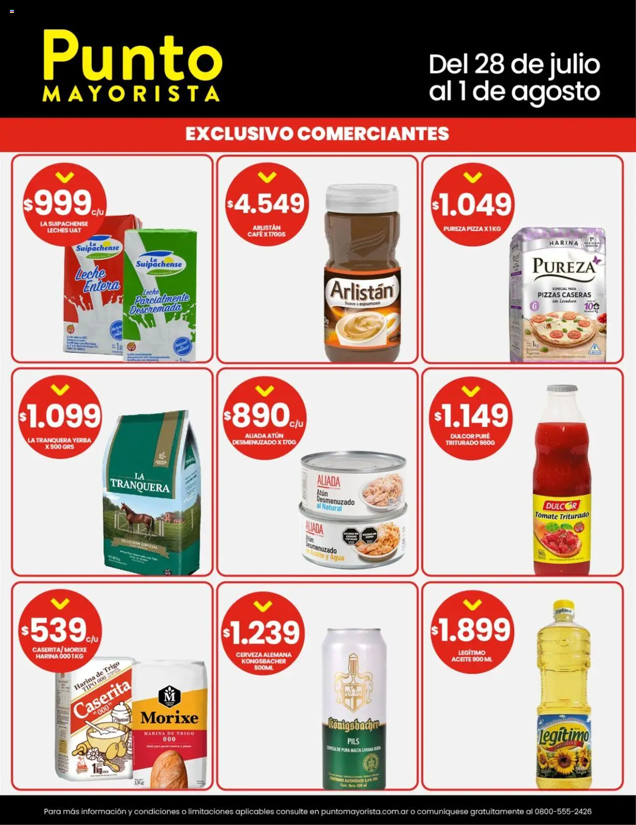 Punto Mayorista Catálogo del 28/07/2025 Online - Café, Pizza, Tomate, Harina, Leche, Atún, Puré, Leche entera