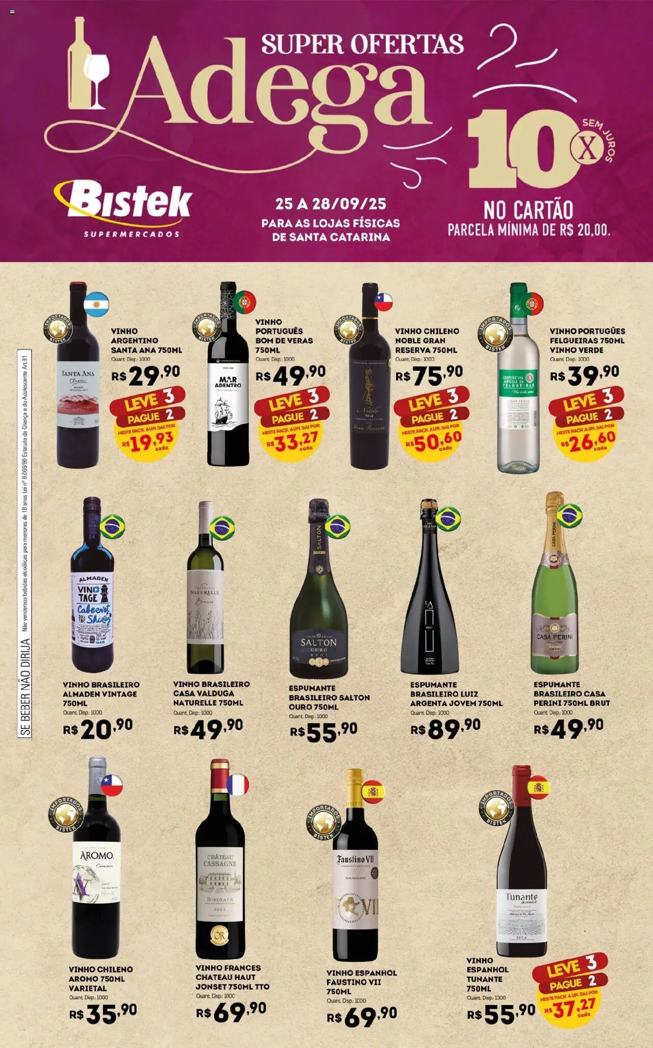 Bistek Supermercados folheto "Ofertas Adega" válido a partir de 25/09/2025 - número de página 1