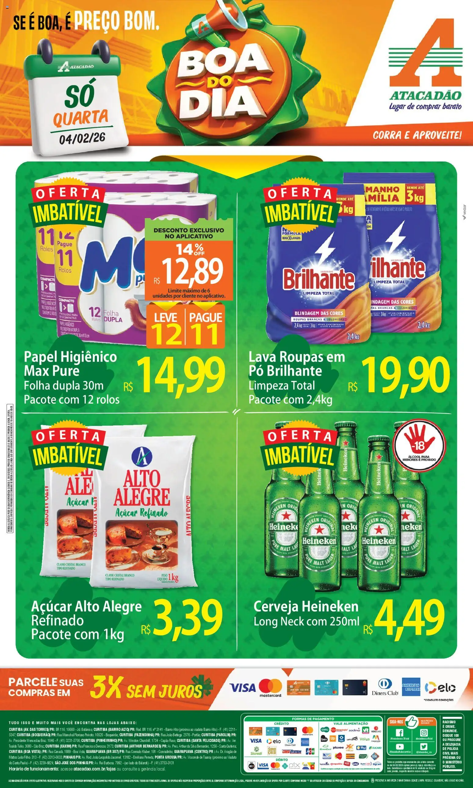 Pré-Visualização do folheto "Ofertas - PR" da loja Atacadão válido a partir de 04/02/2026