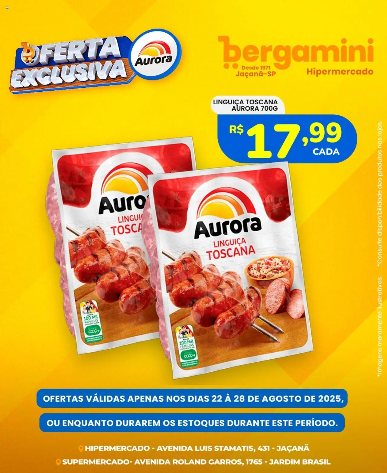 Supermercado Bergamini folheto "Ofertas Aurora" válido a partir de 22/08/2025 - número de página 1