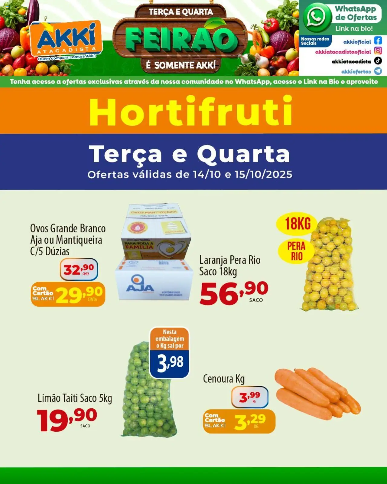 Akki Atacadista folheto "Ofertas Hortifruti" válido a partir de 14/10/2025 - número de página 1