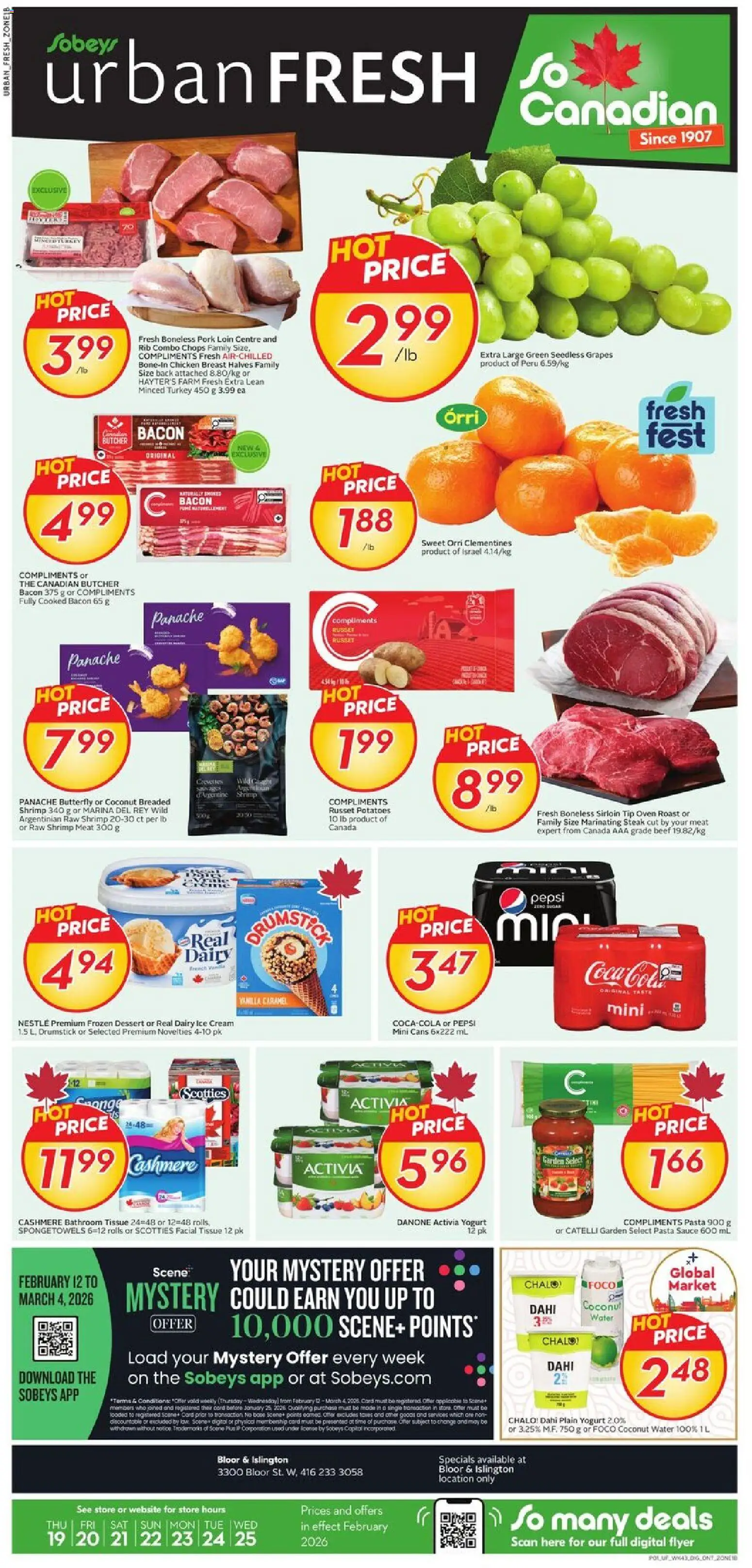 Preview of leaflet Weekly Flyer - ON from shop Sobeys is valid from Feb 19, 2026 - Dessert, Pasta, Turkey, Steak, Ice, Beef, Cream, Oven