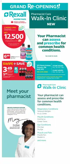 Un aperçu du dépliant Rexall flyer - Moore Park Grand Opening- Toronto du magasin Rexall est valide à partir 13 mars 2026