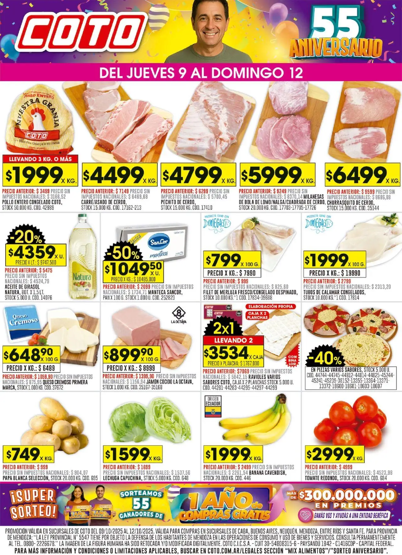 Vista previa del folleto de la tienda Coto válido desde el 09/10/2025 - Papa, Milanesas, Banana, Pan, Aceite, Ravioles, Caja, Lechuga