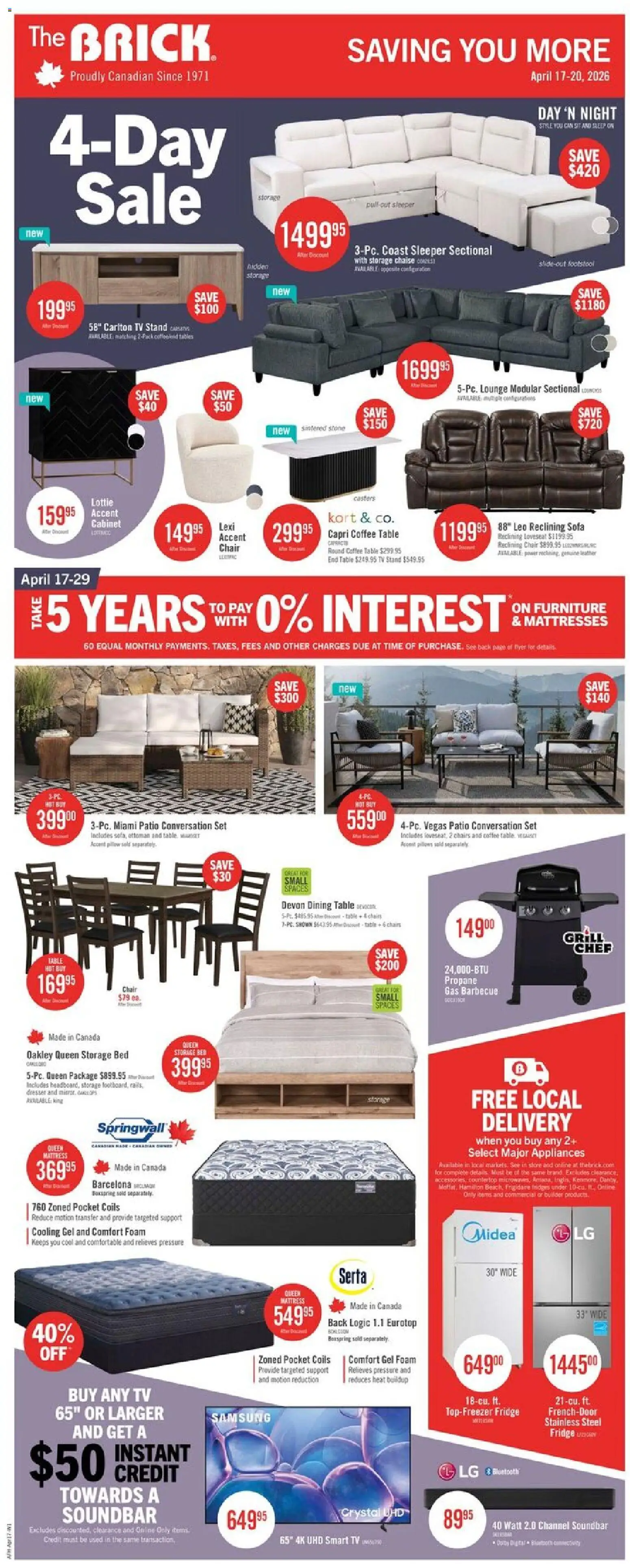 Preview of leaflet The Brick weekly flyer / circulaire from shop The Brick is valid from Apr 17, 2026