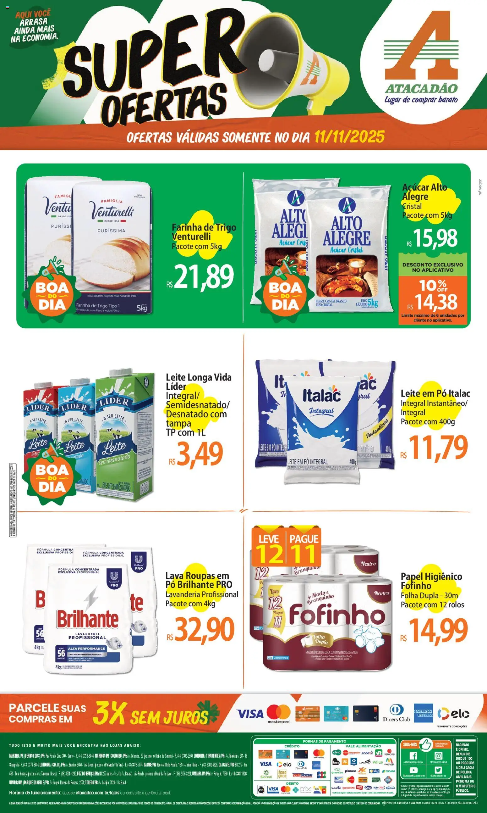 Pré-Visualização do folheto "Ofertas - PR" da loja Atacadão válido a partir de 11/11/2025