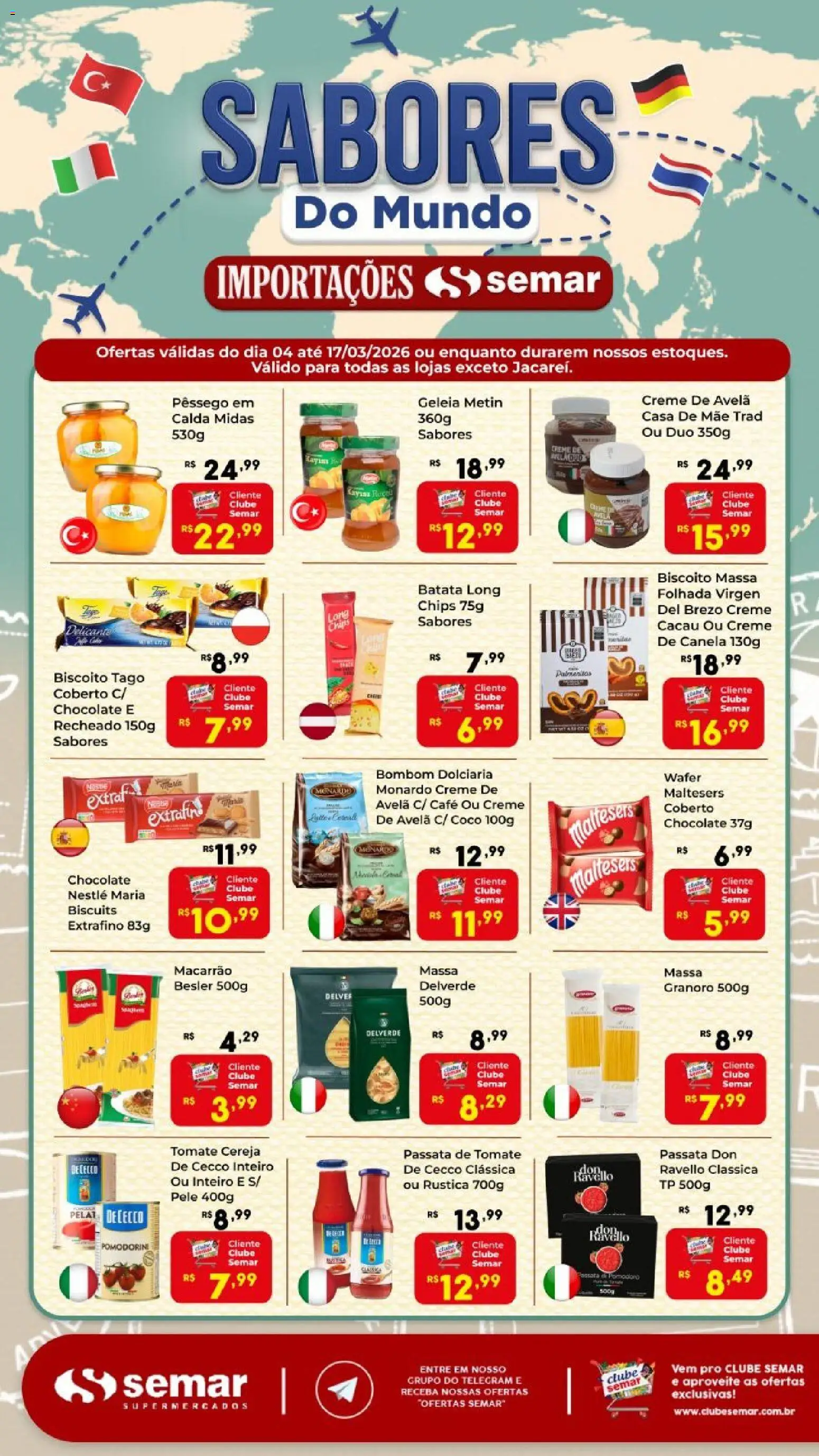 Pré-Visualização do folheto "Semar Supermercado ofertas Sabores Pelo Mundo" da loja Semar Supermercado válido a partir de 04/03/2026