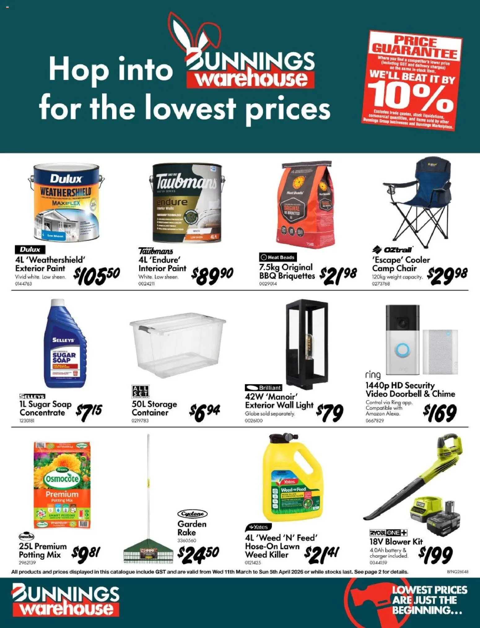 Preview of catalogue Bunnings Catalogue Hop into Bunnings Warehouse for the Lowest Prices NT from shop Bunnings Warehouse valid 11/03/2026