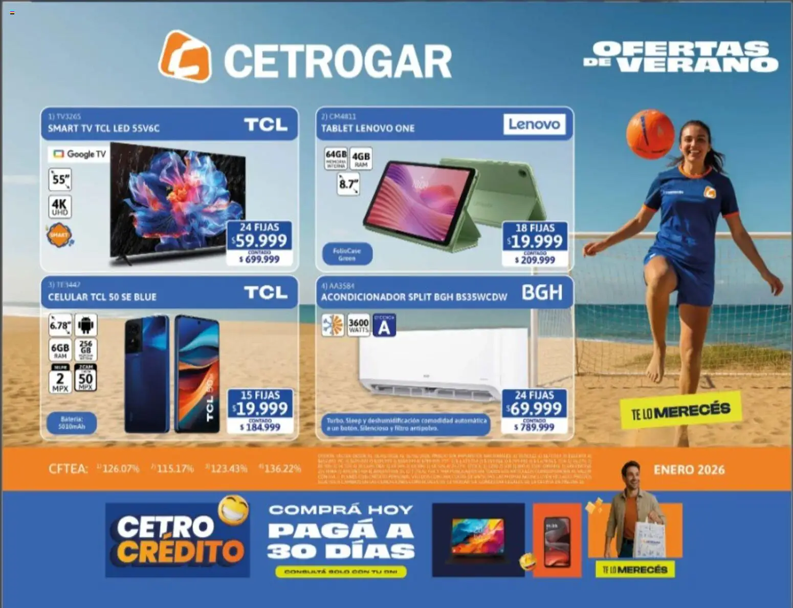 Vista previa del folleto de la tienda Cetrogar válido desde el 02/01/2026 - Celular, Té, Batería, Tablet, Acondicionador