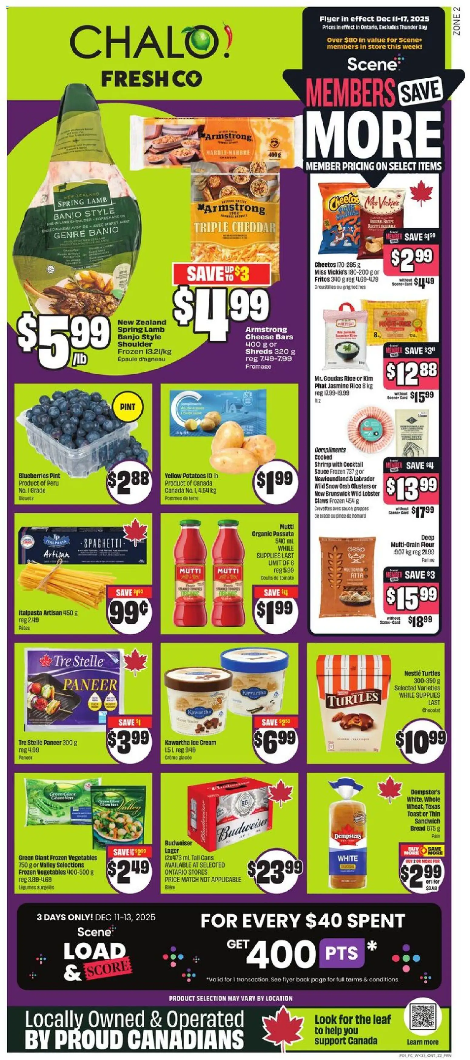 Preview of leaflet Weekly Flyer - ON from shop FreshCo is valid from Dec 11, 2025 - Cocktail, Spaghetti, Blueberries, Vegetables, Rice, Toast, Cream, Jasmine rice