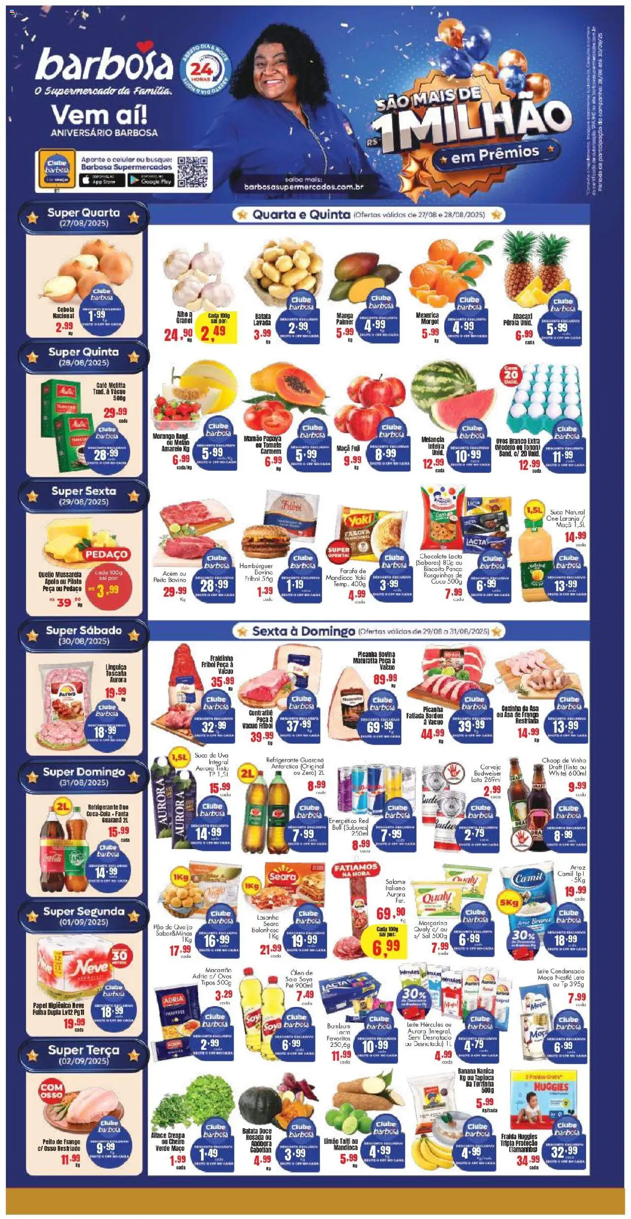Barbosa Supermercados folheto "Ofertas Lojas P" válido a partir de 27/08/2025 - número de página 1