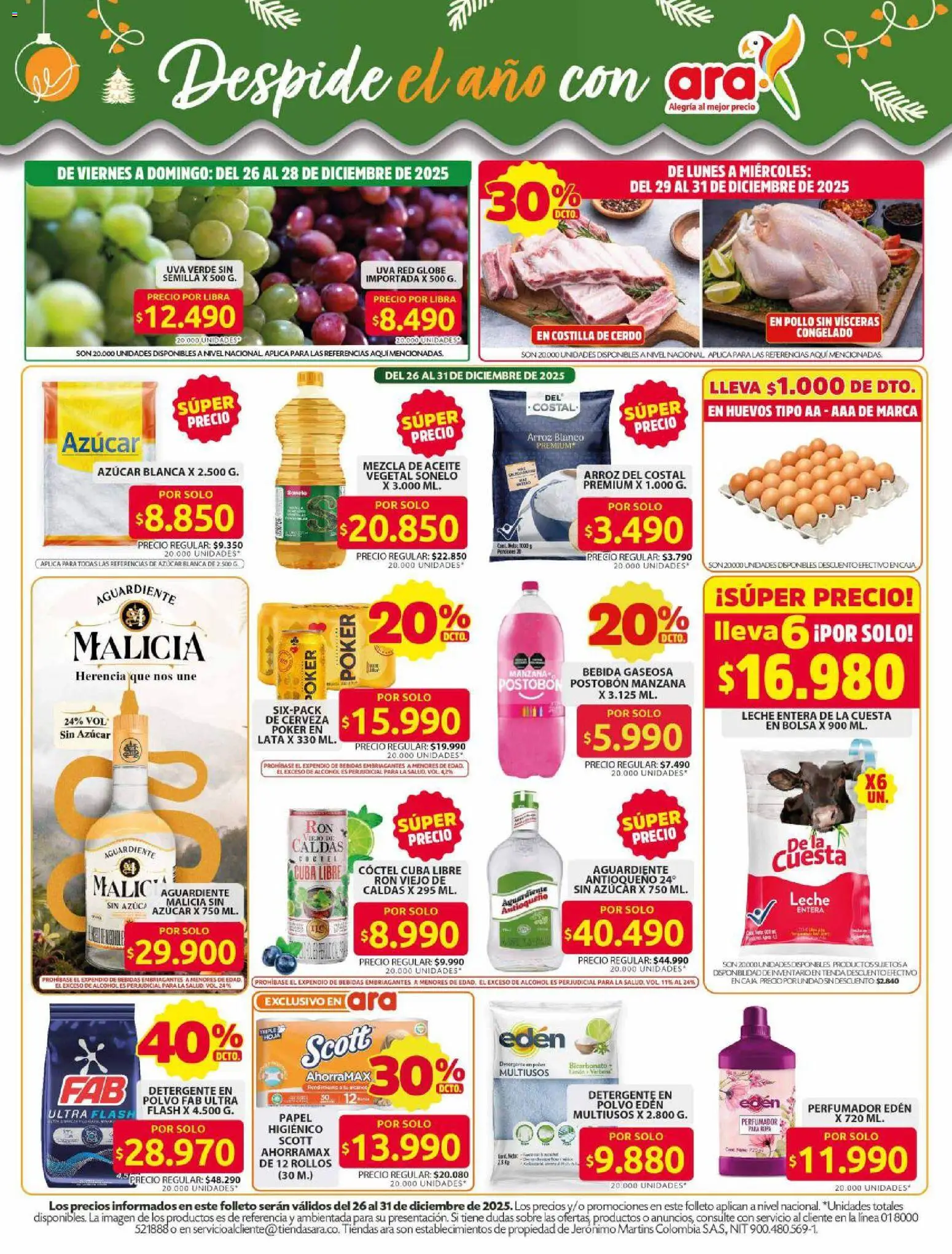  Vista previa del prospecto Ahorra con precios bajos y ofertas en la canasta familiar del almacen Ara válida del 26/12/2025 al 31/12/2025