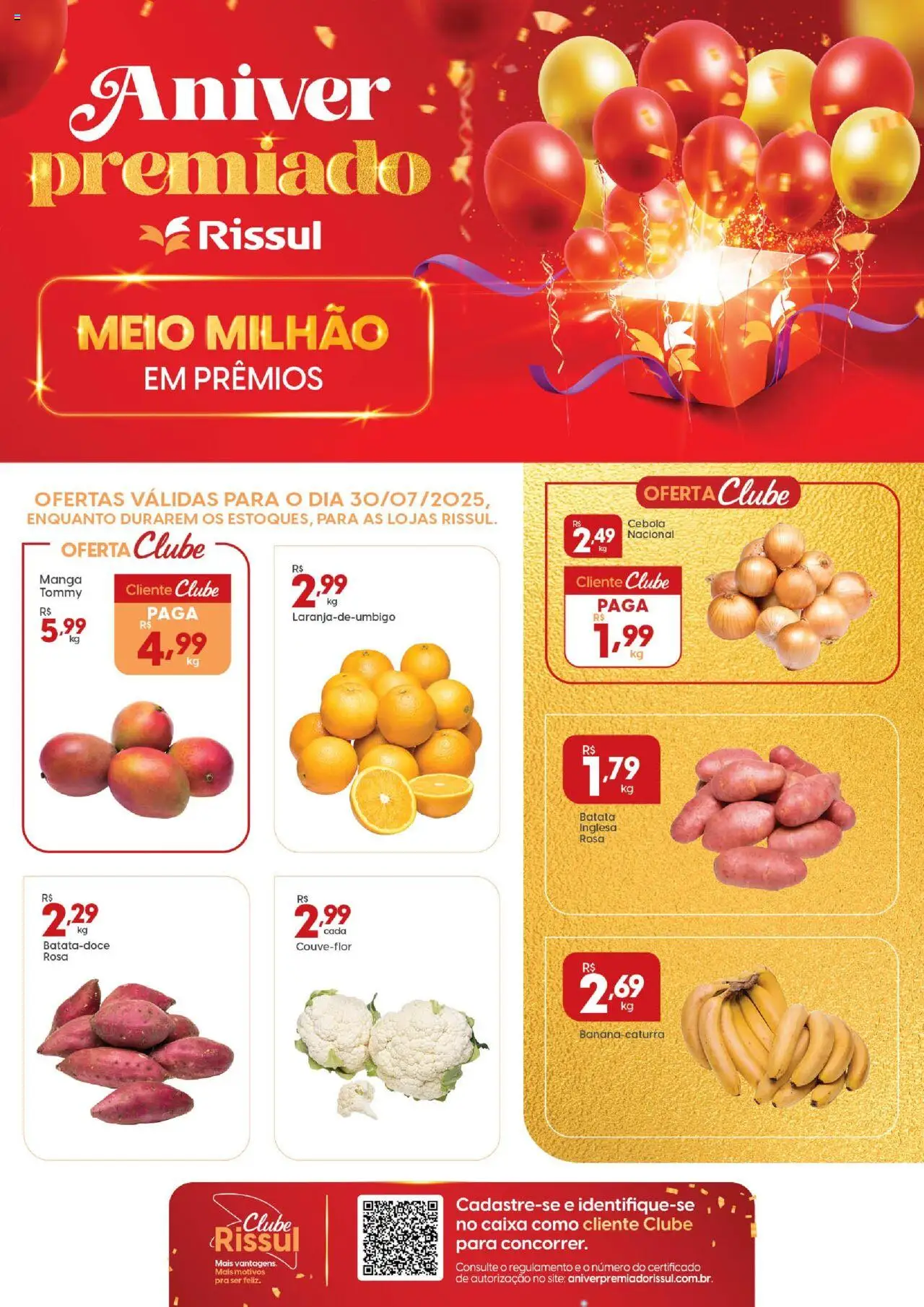 Rissul folheto "Ofertas Quarta do Horti" válido a partir de 30/07/2025 - número de página 1 - Caixa, Manga, Batata, Cebola
