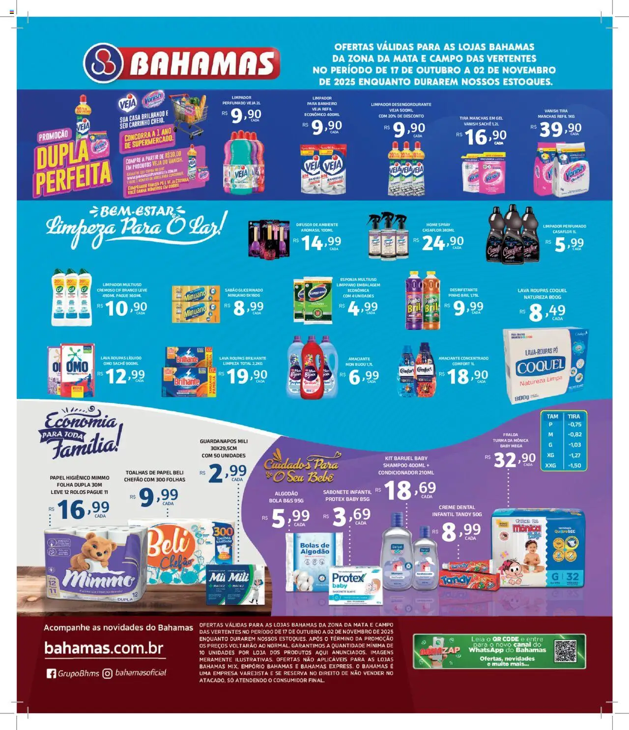 Bahamas Supermercados folheto "Ofertas Higiene e Limpeza" válido a partir de 17/10/2025 - número de página 1