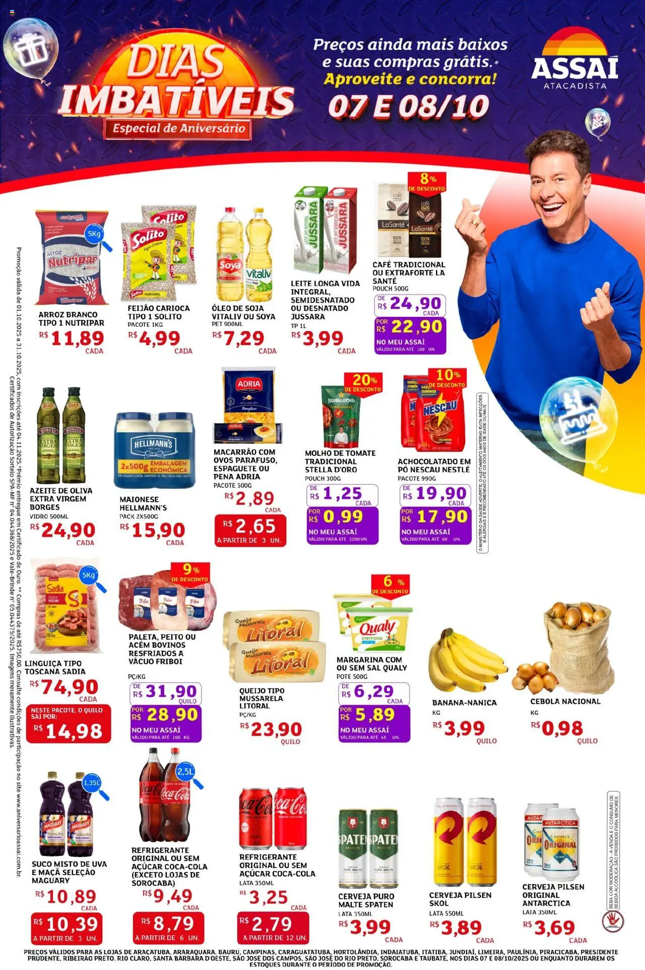 Pré-Visualização do folheto "Encarte - SP" da loja Assaí Atacadista válido a partir de 07/10/2025 - Macarrão, Óleo, Soja, Suco, Maionese, Azeite de oliva, Pó, Achocolatado