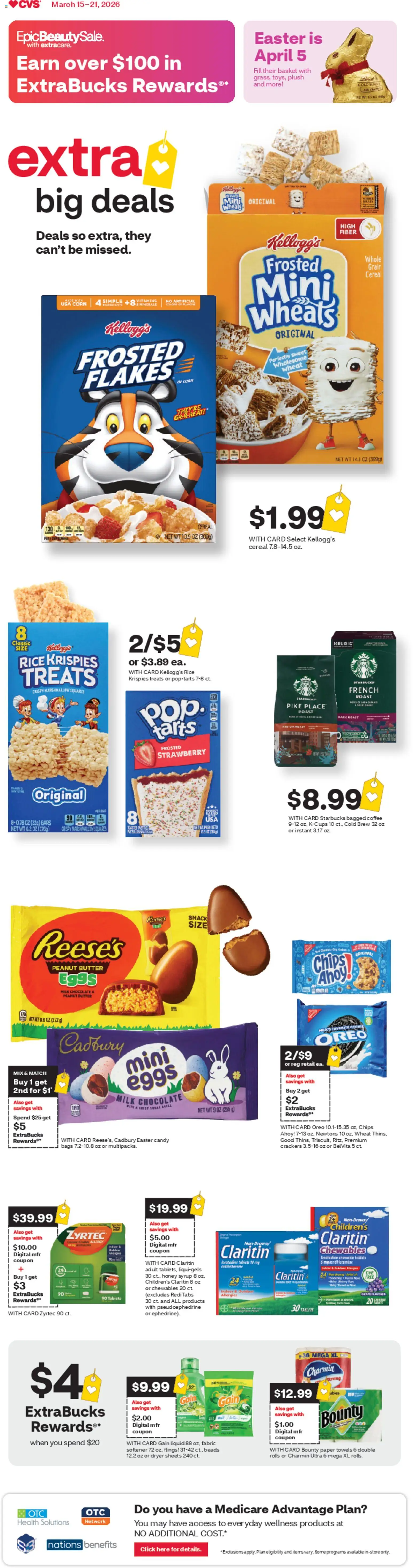 Ad Preview of CVS Pharmacy CVS Pharmacy Weekly Ad - OH from 03/15/2026 - Coffee, Candy, Eggs, Milk, Cereal, Corn, Butter, Peanut butter