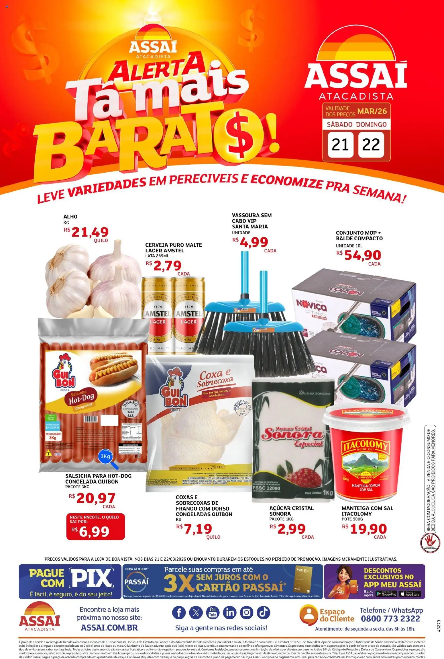Pré-Visualização do folheto "Assaí Atacadista ofertas - RR" da loja Assaí Atacadista válido a partir de 21/03/2026 - Telefone, Cerveja, Mop, Base, Frango, Vassoura, Balde, Cabo
