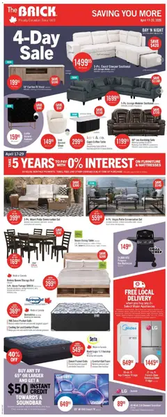 Preview of leaflet The Brick weekly flyer / circulaire from shop The Brick is valid from Apr 17, 2026