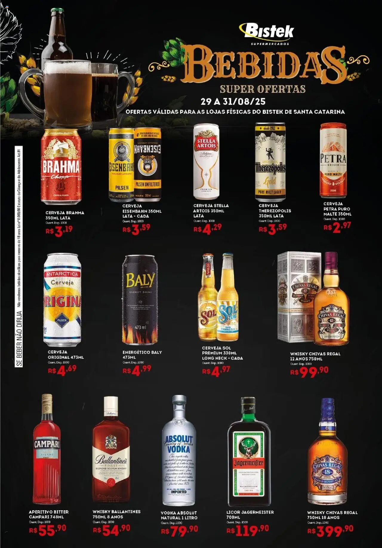 Bistek Supermercados folheto "Ofertas Bebidas" válido a partir de 29/08/2025 - número de página 1