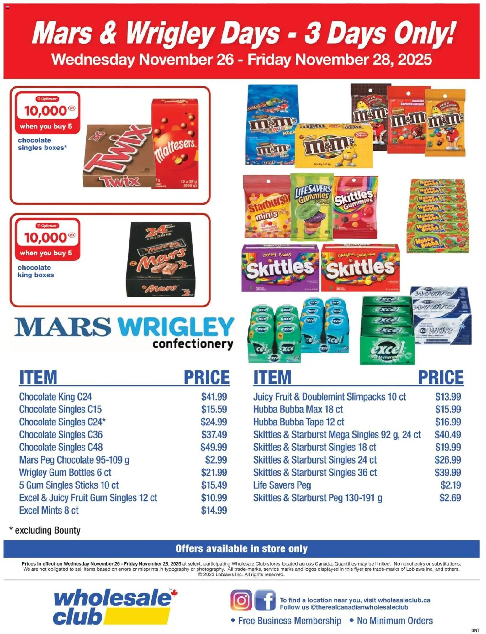 Preview of leaflet Mars & Wrigley Days from shop Wholesale Club is valid from Nov 26, 2025